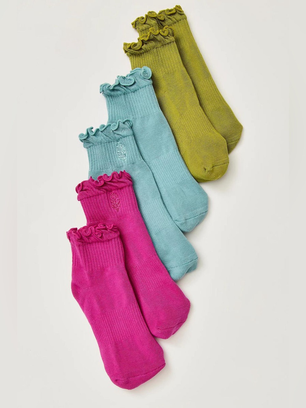 NWT FREE PEOPLE MOVEMENT Classic Ruffle Sock 3-Pack Gift Box | Assorted MSRP $48